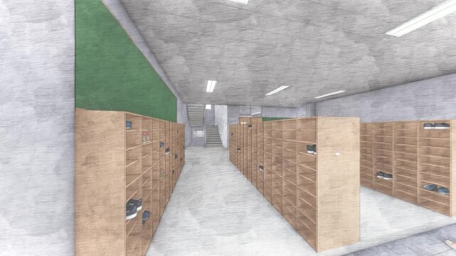 学校 玄関内観 背景素材  3DCG アニメーション