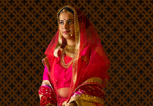 Portrait of Rajput woman in traditional outfit