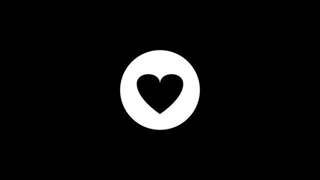 Black and white heart icon in a circle, simple graphic design.