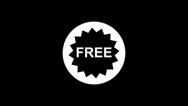 Free Offer White Starburst Label on Black Background for Promotions.