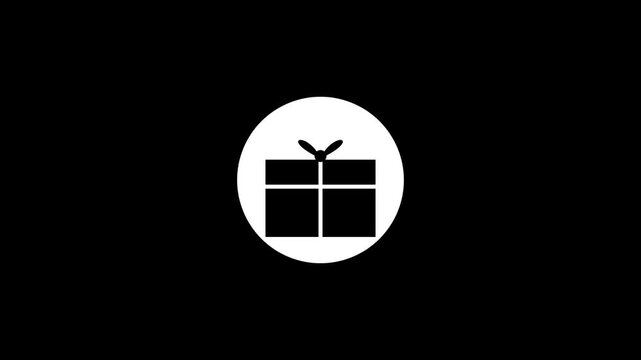 Minimalist Gift Box Icon Animation on Black Background.