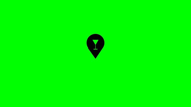 Animated Location Pin Icon on Green Screen for Map and Navigation.