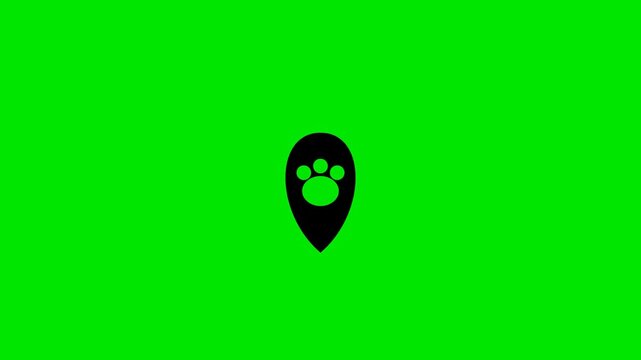 Pet Location Pin Icon on Green Screen for Tracking Animals.