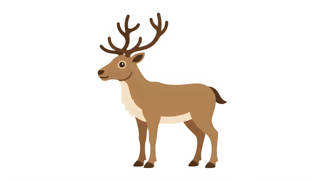Merry Christmas Santa Cartoon reindeer, brown deer, white background, animal illustration, Christmas symbol VECTOR