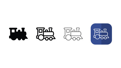 Four different style icons of a train engine graphic design © Sattar