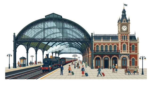 Train Station Clock Tower Building.