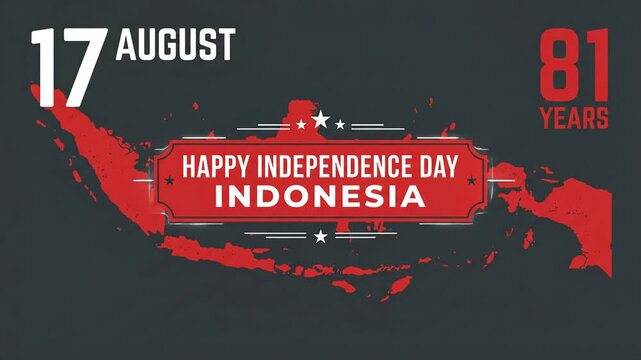 Indonesia map silhouette for 81st Independence Day celebration.