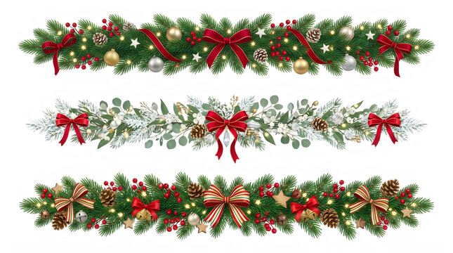 Merry Christmas Santa Christmas garland, holiday decoration, festive border, seasonal decor VECTOR