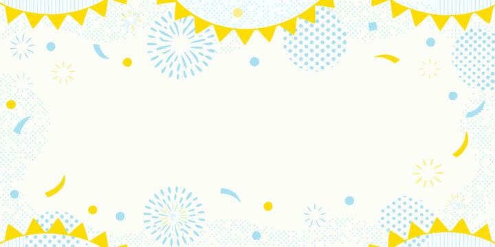 celebration border frame with colorful bunting fireworks and confetti vector illustration graphic design party festival event decoration blue yellow white