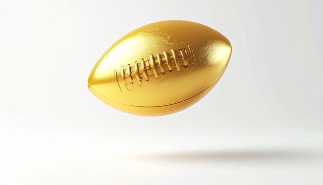 Luxury Golden American Football 3D Render on White Background
