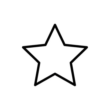 A singular, perfectly symmetrical star shape with a thick black outline and white empty interior on a transparent background, a clean symbol of affection