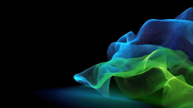 Abstract flowing blue and green wave patterns