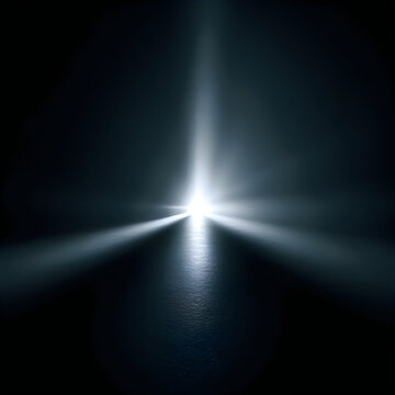Bright light beam emerging from darkness cinematic effect with darkness