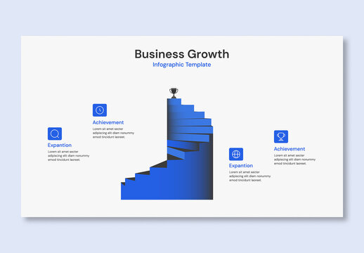 Business Growth Infographic Template with 4 Step Illustration