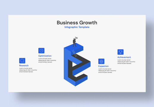Business Growth Infographic Template with Success Staircase and Strategy Process