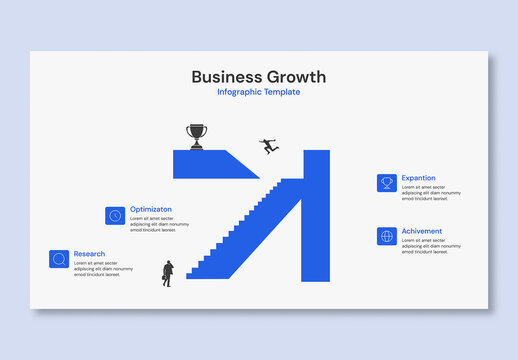 Minimal Blue Business Growth Infographic Template with Steps to Achievement