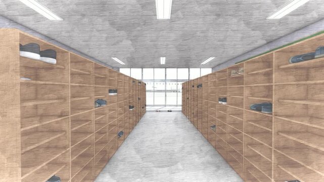 学校 玄関内観 背景素材  3DCG アニメーション