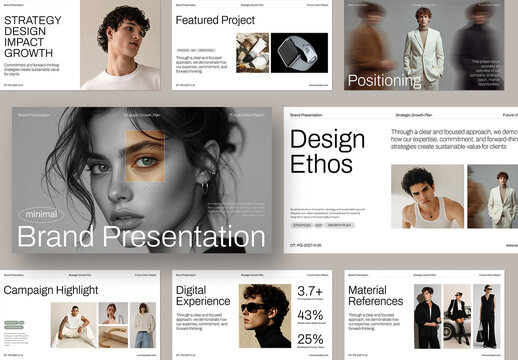 Minimal Brand Presentation Template, Clean Corporate Business Pitch Deck in Light White Colors