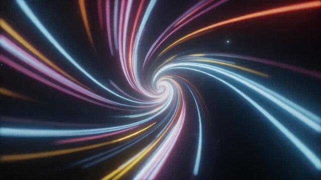 見えない宇宙のコアの周りで光が曲がる重力レンズの抽象表現