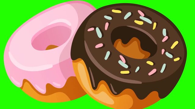 Animated Chocolate Donut Video Transition on Green Screen Background