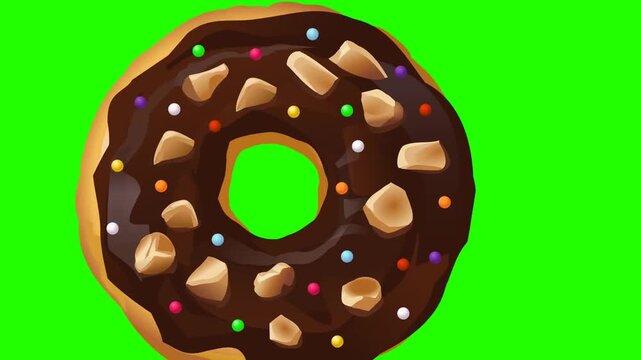 Animated Chocolate Donut Video Transition on Green Screen Background