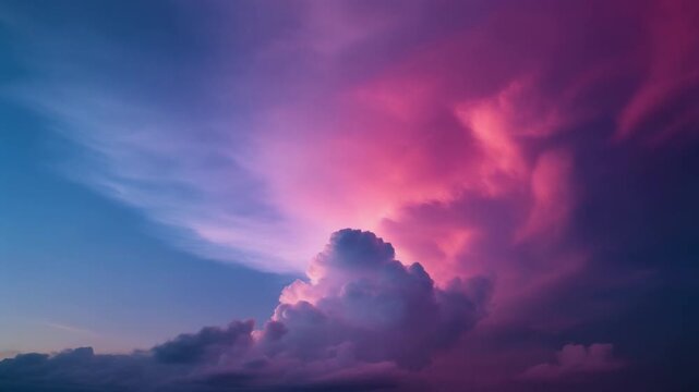 大胆なグラデーションの空を背景に静かで力強い感情を呼び起こす積乱雲
