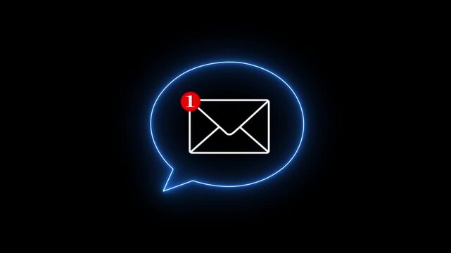 New email notification alert concept digital envelope icon with a red alert symbol 4k video.