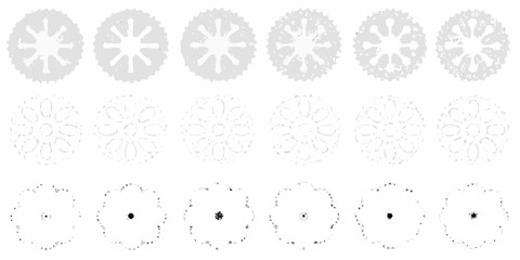 tree plan views in silhouette style on white background top down fifteen set botanical graphic design architecture landscape urban planning © Pabitra