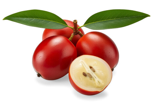 God&rsquo;s Crown Fruit (Mahkota Dewa, Phaleria macrocarpa) Isolated on White Background, Selective Focus.