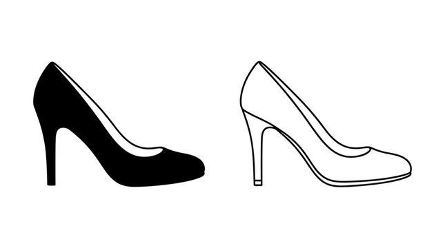 High heeled shoe silhouettes on a white background