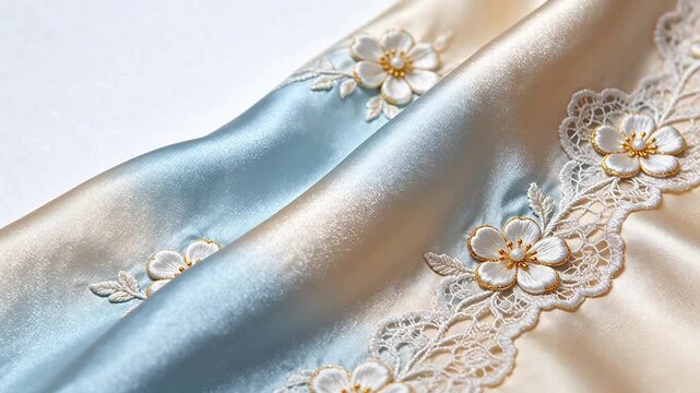 Embroidered fabric with floral lace