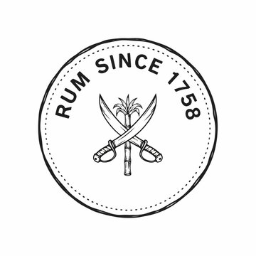 Antique nautical rum logo with vintage flourishes