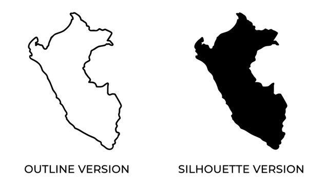 Outline and Silhouette of Peru Map