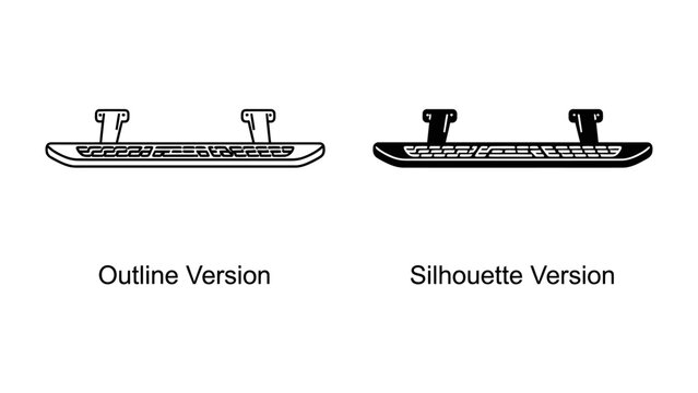 Automotive Running Board: A visual comparison of two automotive running board designs, presented as an outline version and a silhouette version, showcasing versatility in automotive accessories.