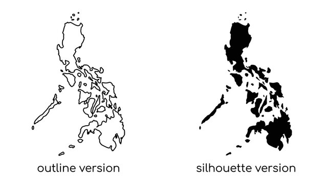 Map of the Philippines: An outline and a silhouette version of the Philippines map, showcasing the archipelago's unique island geography.