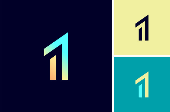 Number 1, digital cyber numeral one, multi colored numbers made lines, vector illustration 10EPS