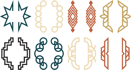 Fototapeta premium Eight decorative motifs with Islamic geometric designs
