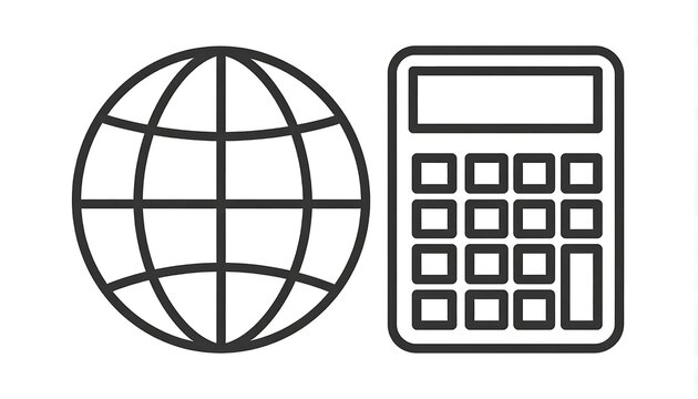 Global finance and international business calculator icon.