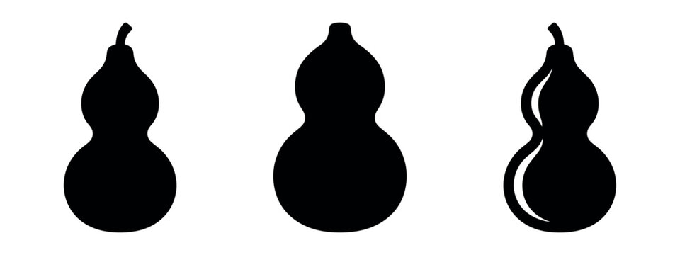 Set of traditional Chinese gourd or calabash icons. Bottle gourd vector illustration.