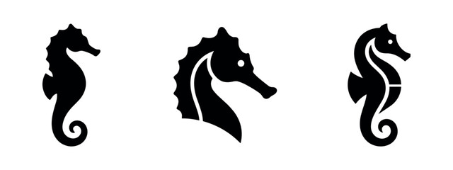 Seahorse Silhouettes - Unique Marine Fish Icons for Ocean and Aquarium Themes © Lili