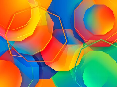Rainbow Geometric Decagon Background Design with Contemporary Abstract Vector Style