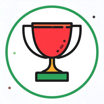 Colorful trophy icon representing victory and success in a flat vector design.