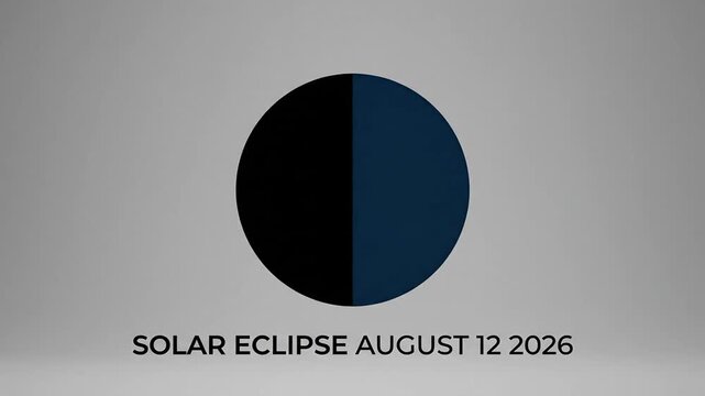Minimalist solar eclipse graphic for August 12 2026.