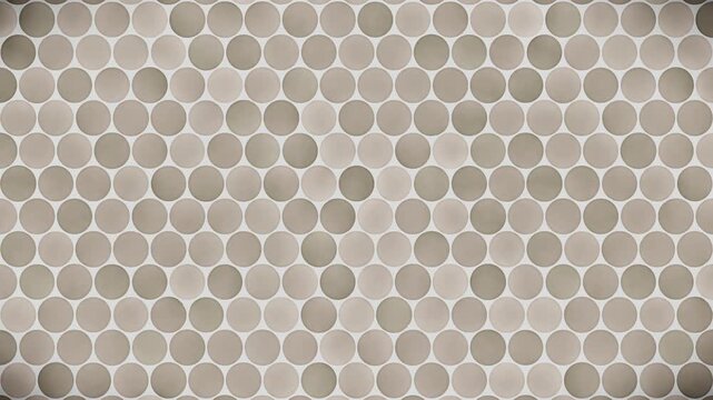 Abstract pattern background, a seamless loop of warm beige and taupe circular tiles, creating a modern, neutral visual texture
