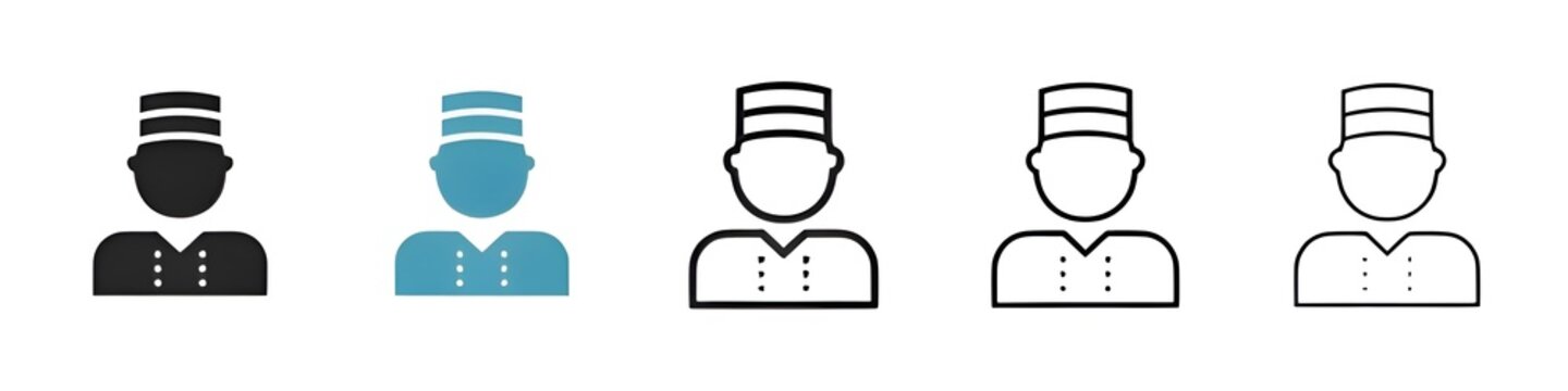 Hospitality Service Vector Icon Set. Key hotel porter vector symbol for UI design. Thin line customizable illustration. Contour symbol. Vector isolated outline drawing. Editable stroke