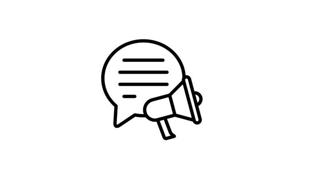 Social media advertising speech bubble loudspeaker animated icon for advertisement, advertising, announcement, digital marketing business, promotion, attention, chat message communication