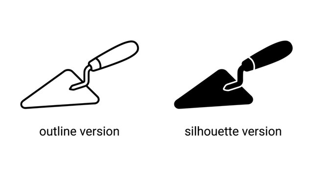 Trowel Icon Set: A pair of trowel icons, one in outline and one in silhouette, representing tools for construction and gardening.
