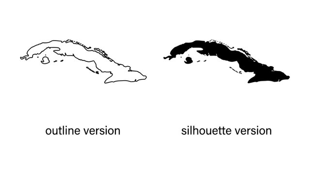 Cuba Map Outline and Silhouette