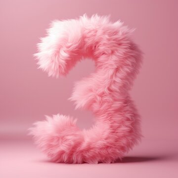 Fur letter number 3 pink accessories accessory.