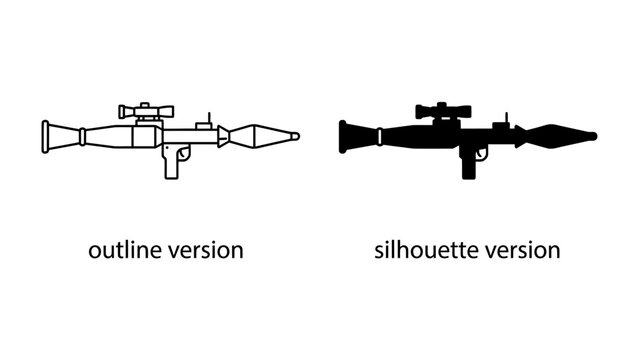 Rocket-Propelled Grenade Launcher Outline and Silhouette